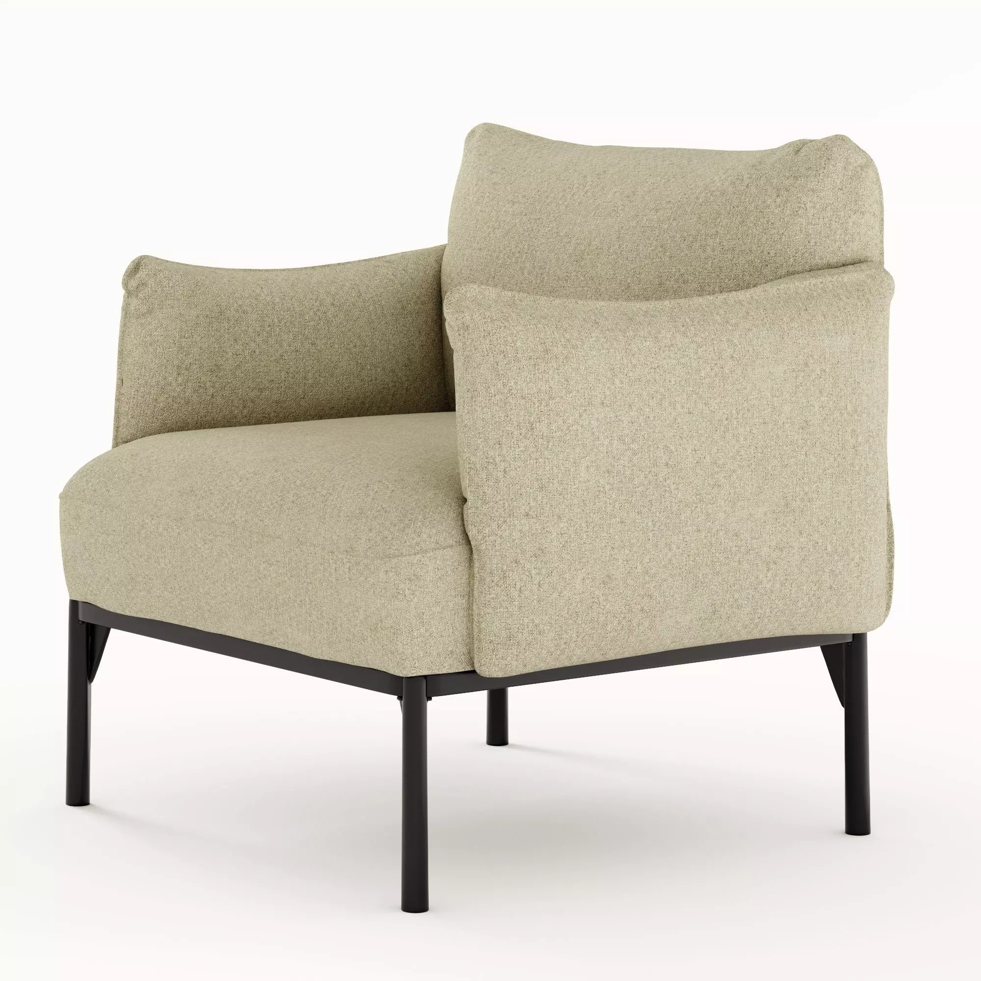 Sage Green Fabric Armchair - PBR Game-Ready 3D Model - View 4