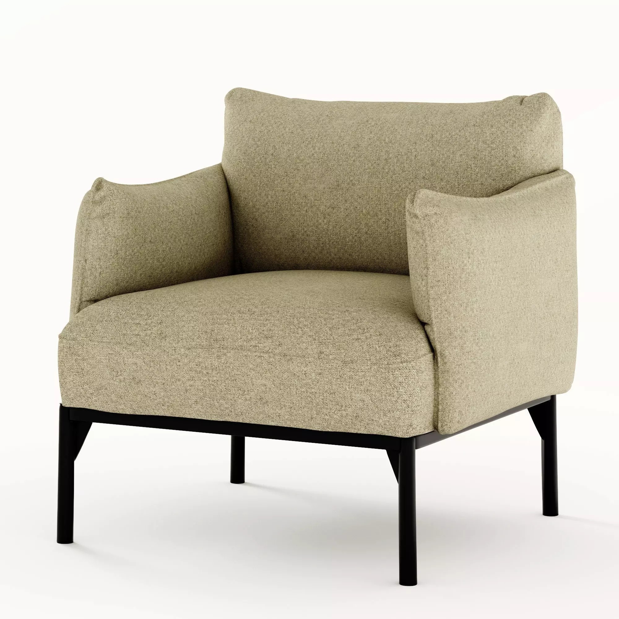 Sage Green Fabric Armchair - PBR Game-Ready 3D Model - View 6