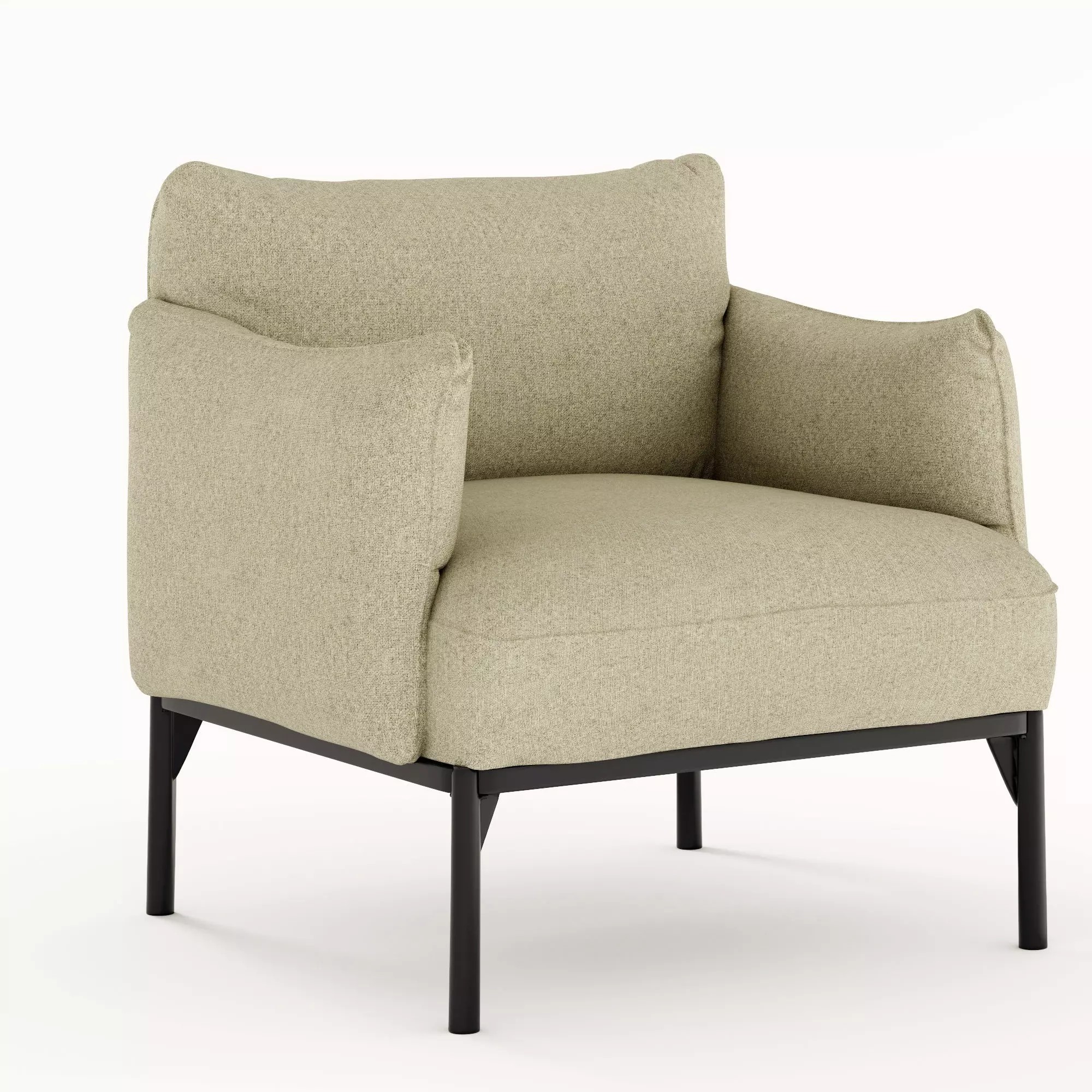 Sage Green Fabric Armchair - PBR Game-Ready 3D Model - View 9