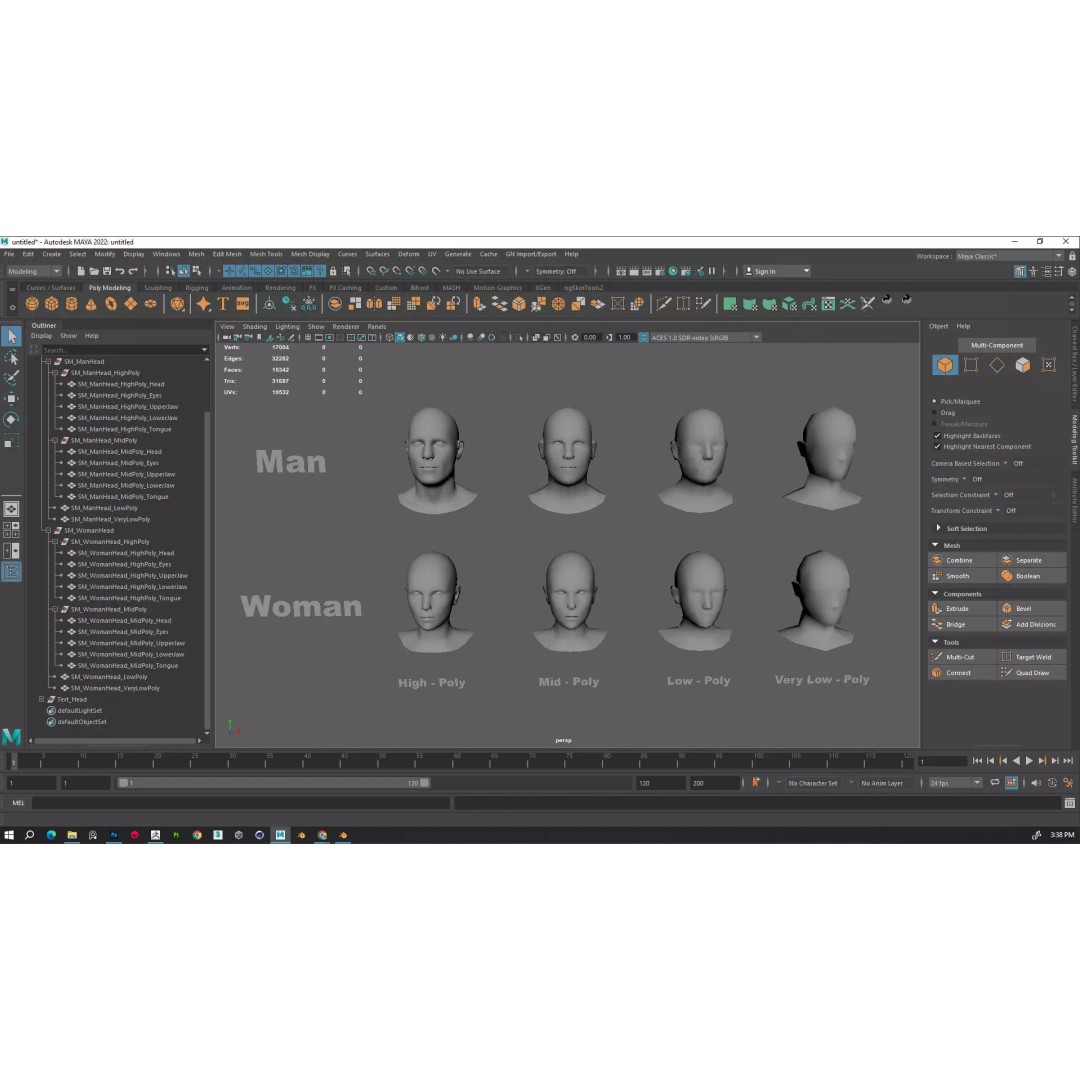 Head 3D Model – Low Poly Character Pack with PBR Textures