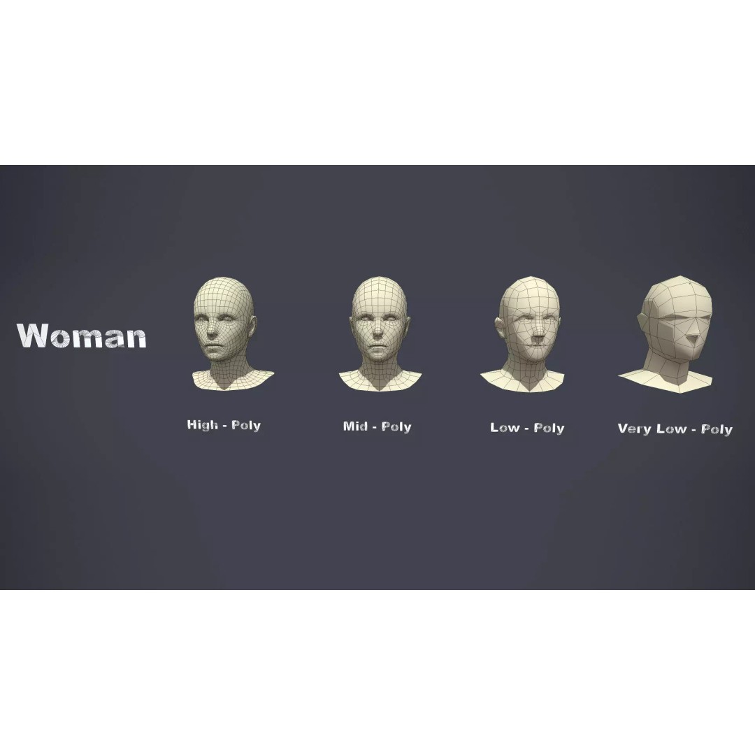 Head 3D Model – Low Poly Character Pack with PBR Textures - View 7