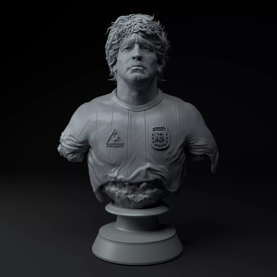 Diego Maradona Bust 3D Model – Premium Sculpture for Printing - View 3