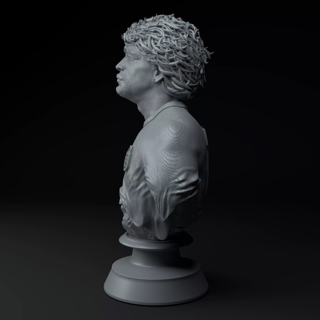 Diego Maradona Bust 3D Model – Premium Sculpture for Printing - View 4