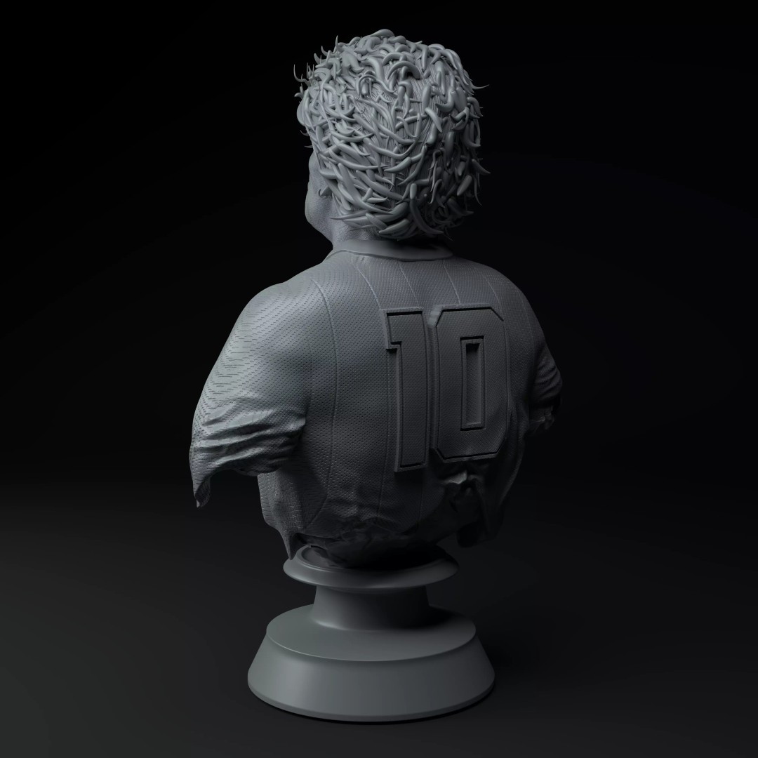 Diego Maradona Bust 3D Model – Premium Sculpture for Printing - View 5