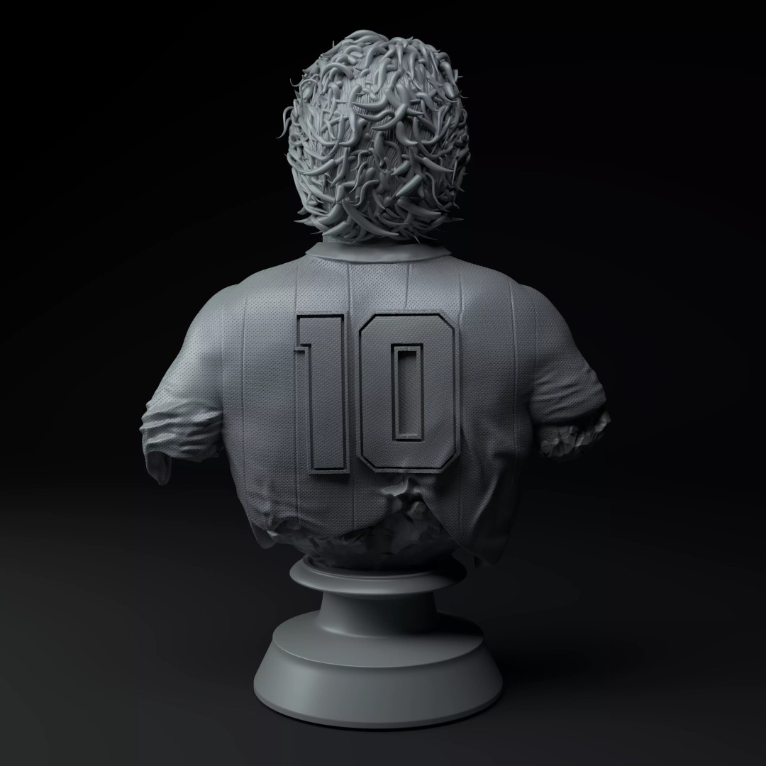 Diego Maradona Bust 3D Model – Premium Sculpture for Printing - View 6
