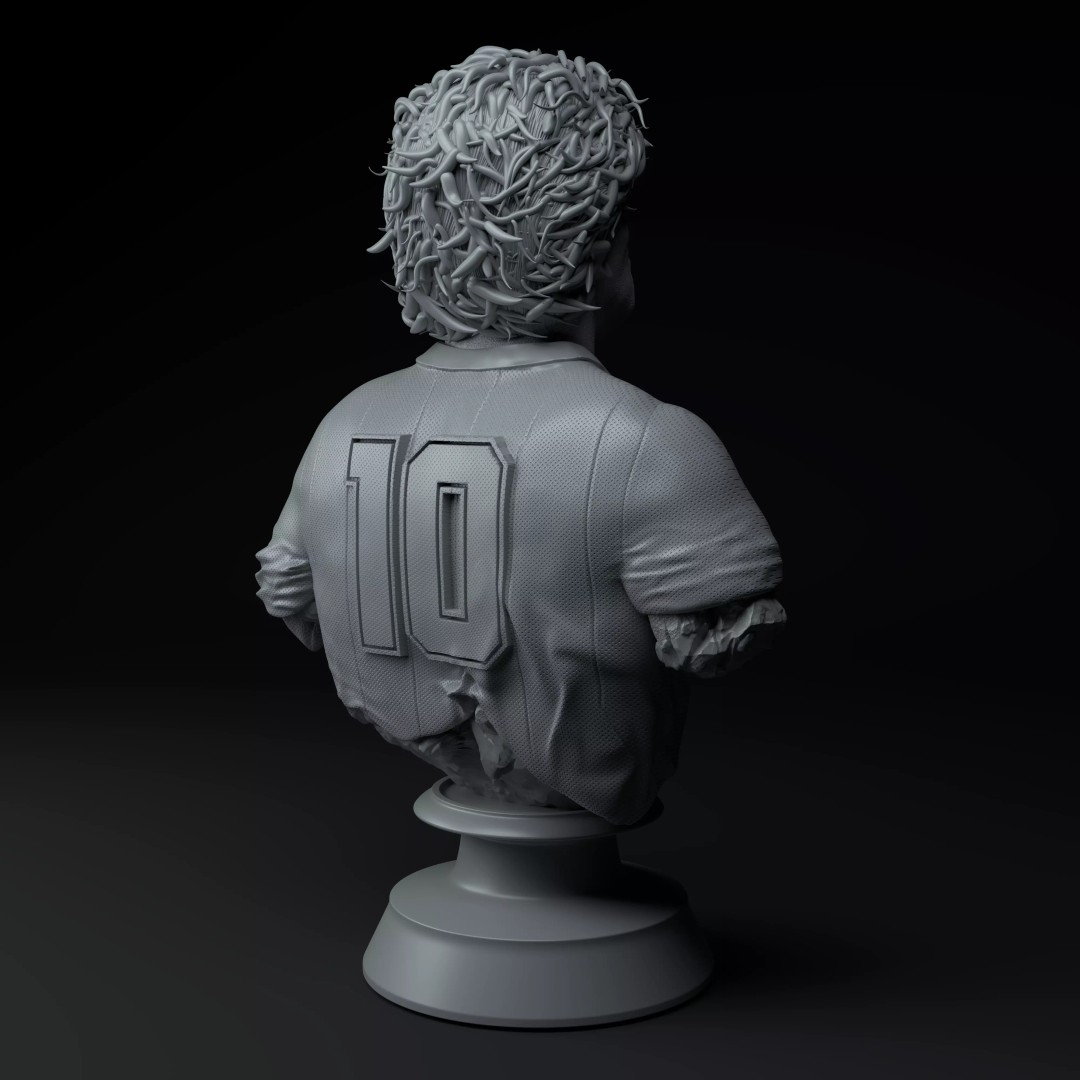 Diego Maradona Bust 3D Model – Premium Sculpture for Printing - View 7