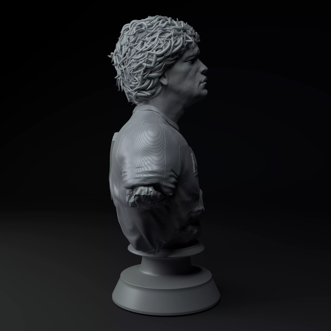 Diego Maradona Bust 3D Model – Premium Sculpture for Printing - View 8