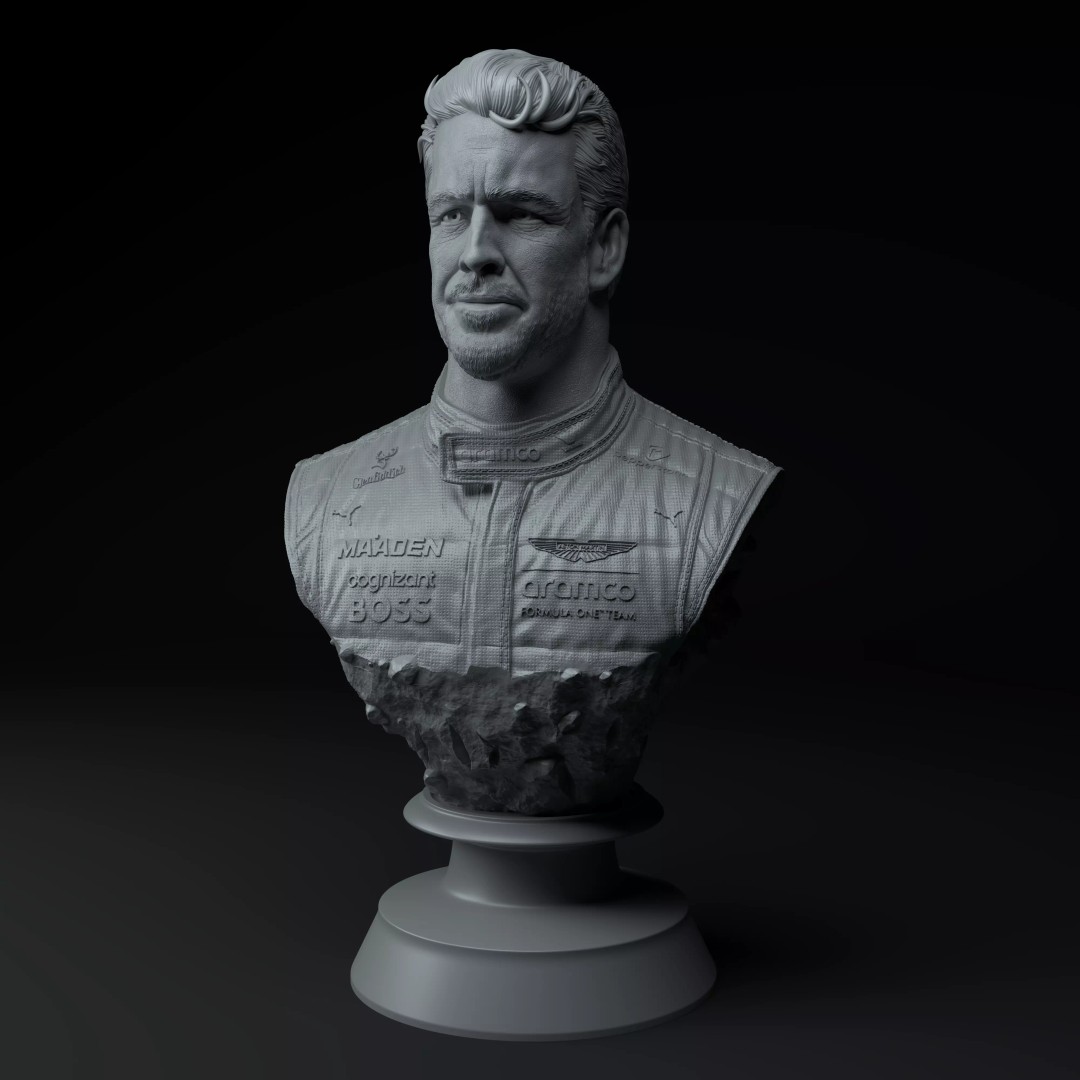 Fernando Alonso F1 Legend Diorama 3D Model – High Poly Collectible STL - View 4