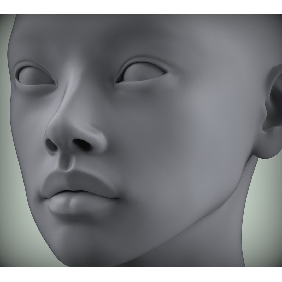 Realistic Female Asian American Head 3D Model – High Poly Printable STL