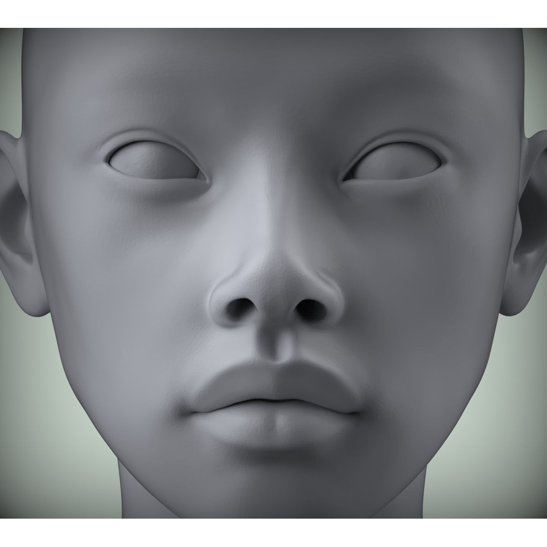 Realistic Female Asian American Head 3D Model – High Poly Printable STL - View 7
