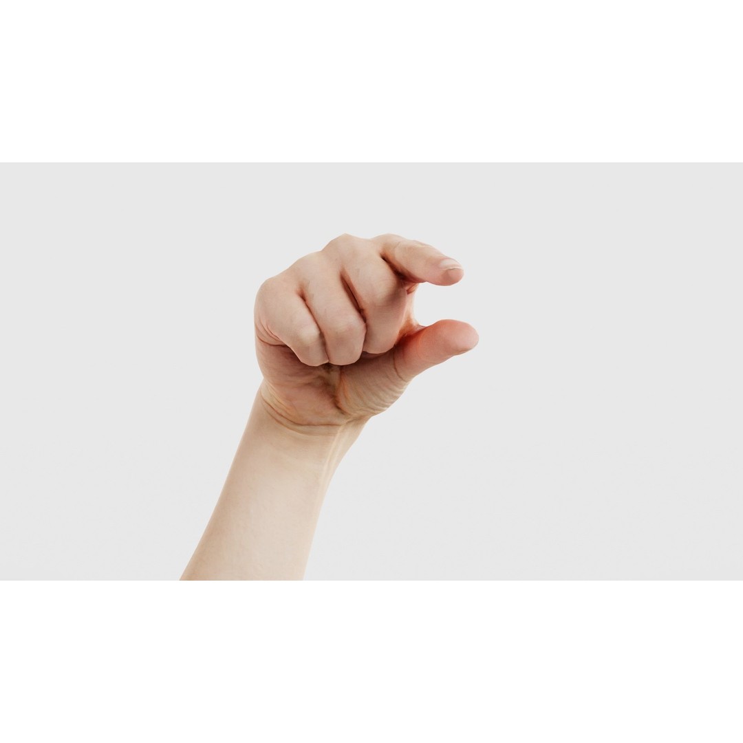 Finger Alphabet Q 3D Model – Low Poly Hand Gesture, FBX, PBR Textures
