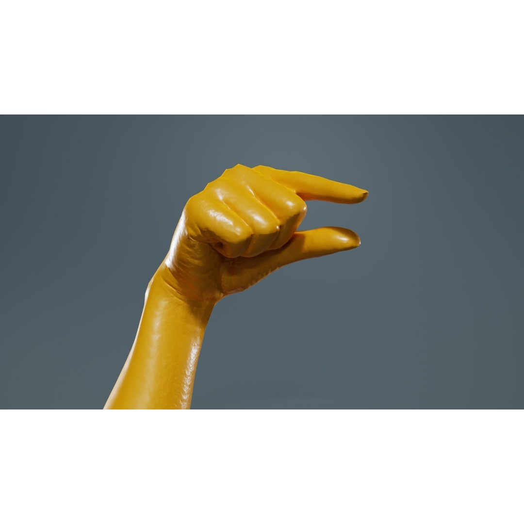 Finger Alphabet Q 3D Model – Low Poly Hand Gesture, FBX, PBR Textures - View 14