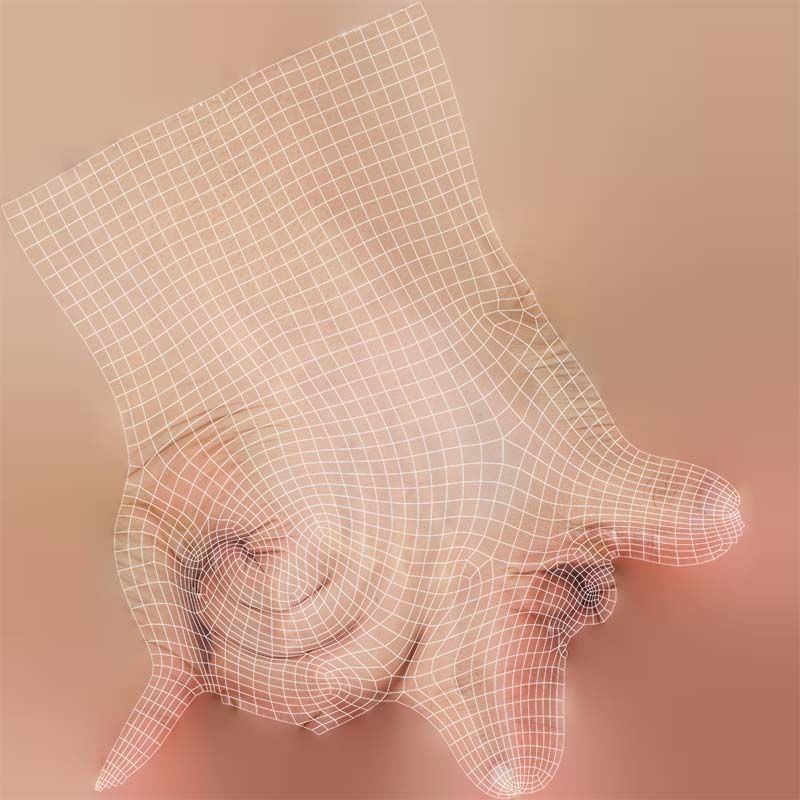 Finger Alphabet Q 3D Model – Low Poly Hand Gesture, FBX, PBR Textures - View 16