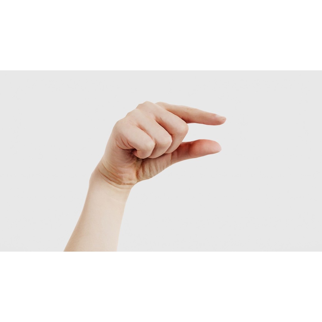 Finger Alphabet Q 3D Model – Low Poly Hand Gesture, FBX, PBR Textures - View 17