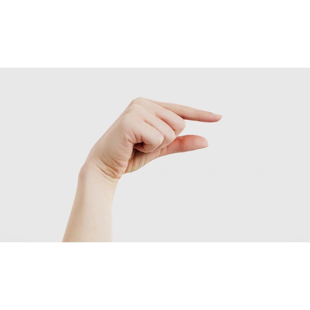 Finger Alphabet Q 3D Model – Low Poly Hand Gesture, FBX, PBR Textures - View 18