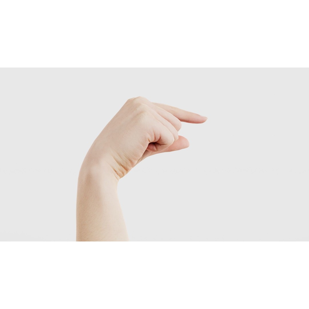 Finger Alphabet Q 3D Model – Low Poly Hand Gesture, FBX, PBR Textures - View 19