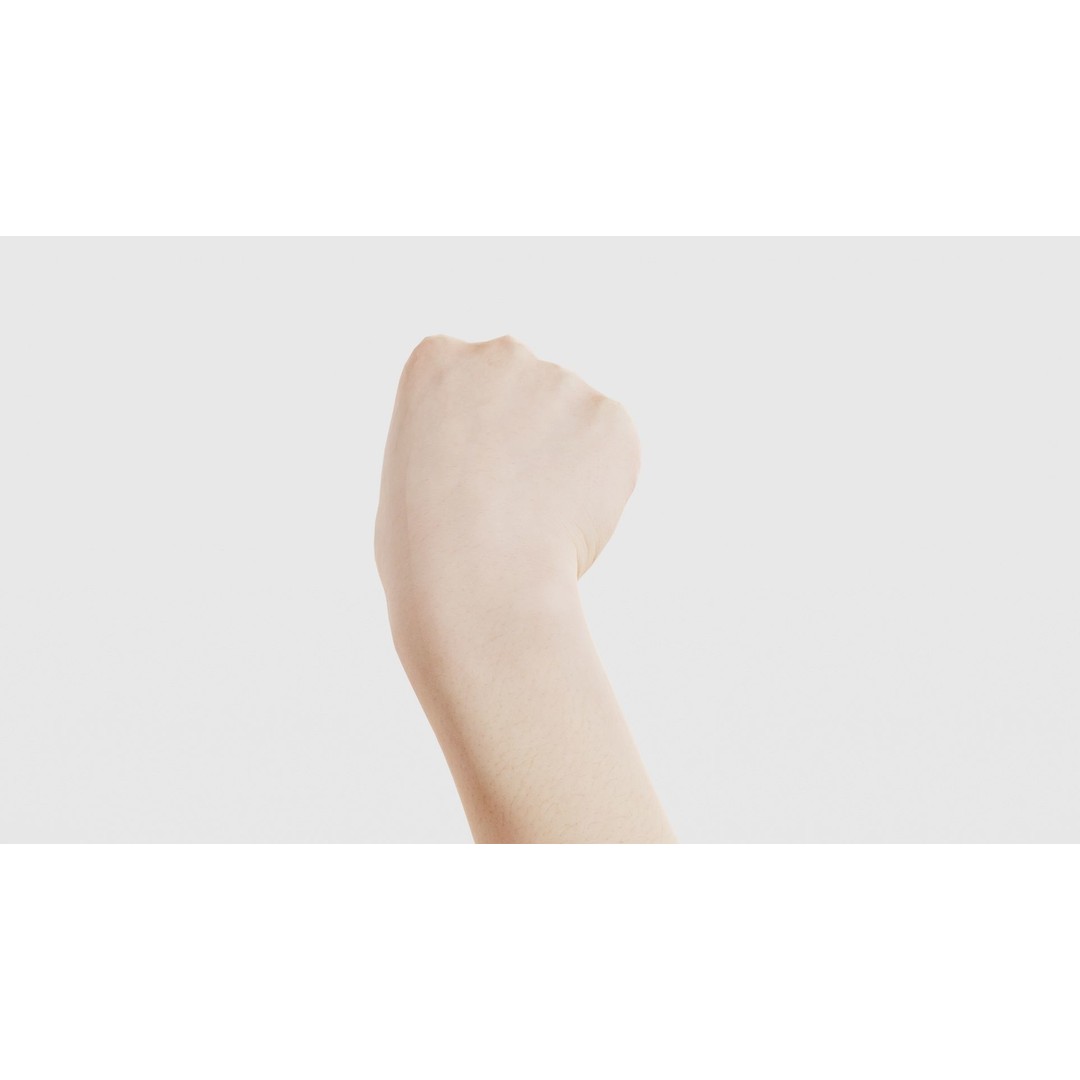 Finger Alphabet Q 3D Model – Low Poly Hand Gesture, FBX, PBR Textures - View 21