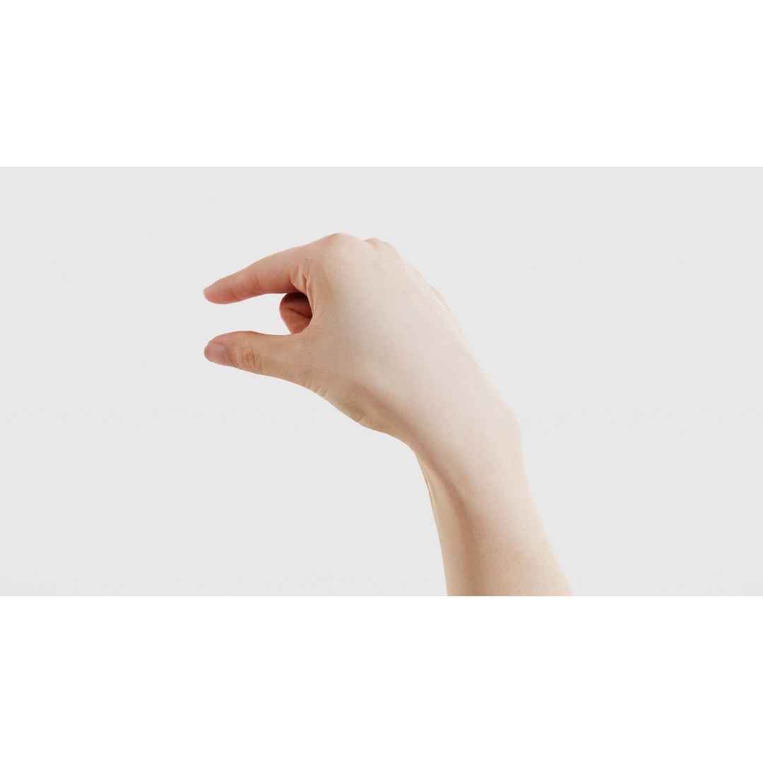 Finger Alphabet Q 3D Model – Low Poly Hand Gesture, FBX, PBR Textures - View 23