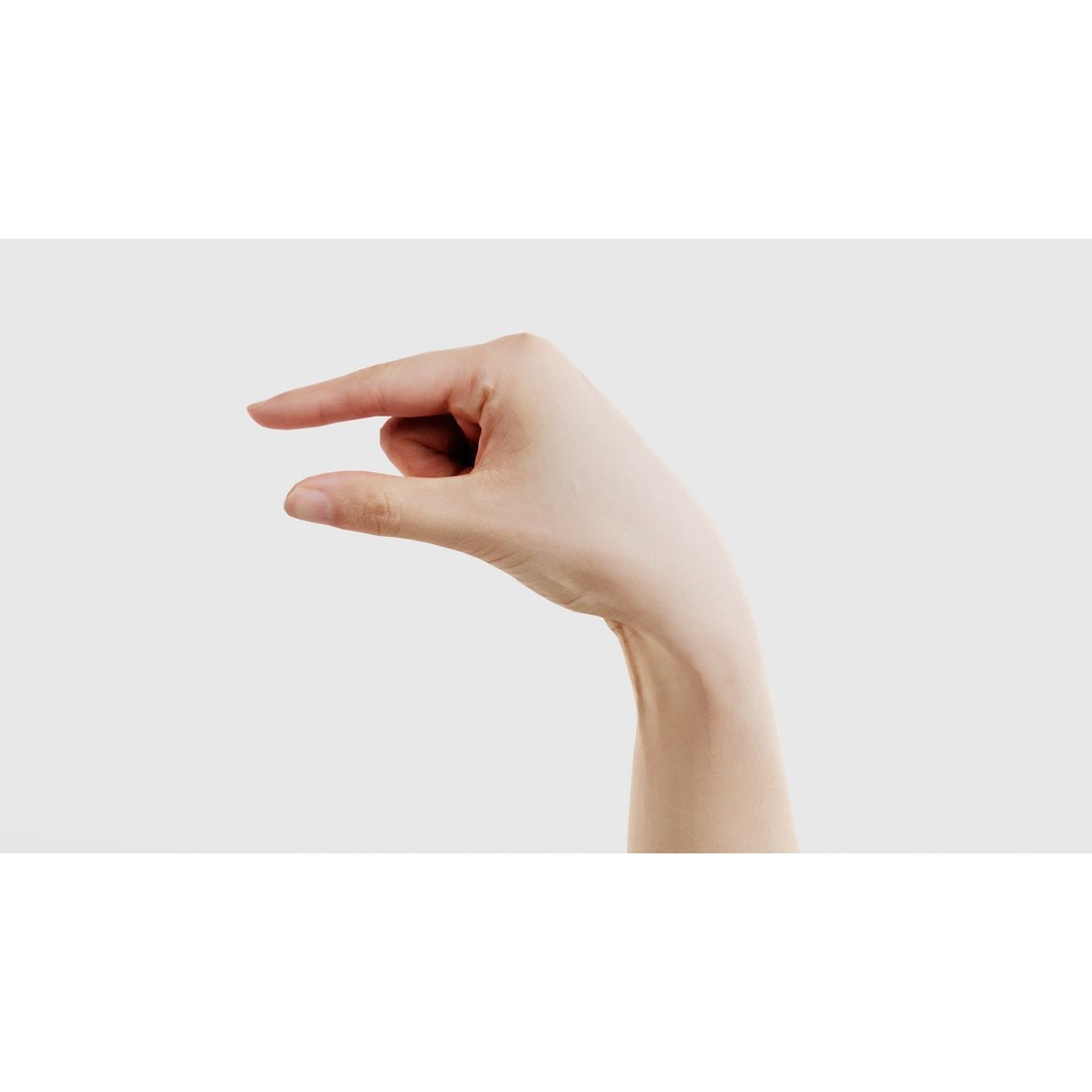 Finger Alphabet Q 3D Model – Low Poly Hand Gesture, FBX, PBR Textures - View 24