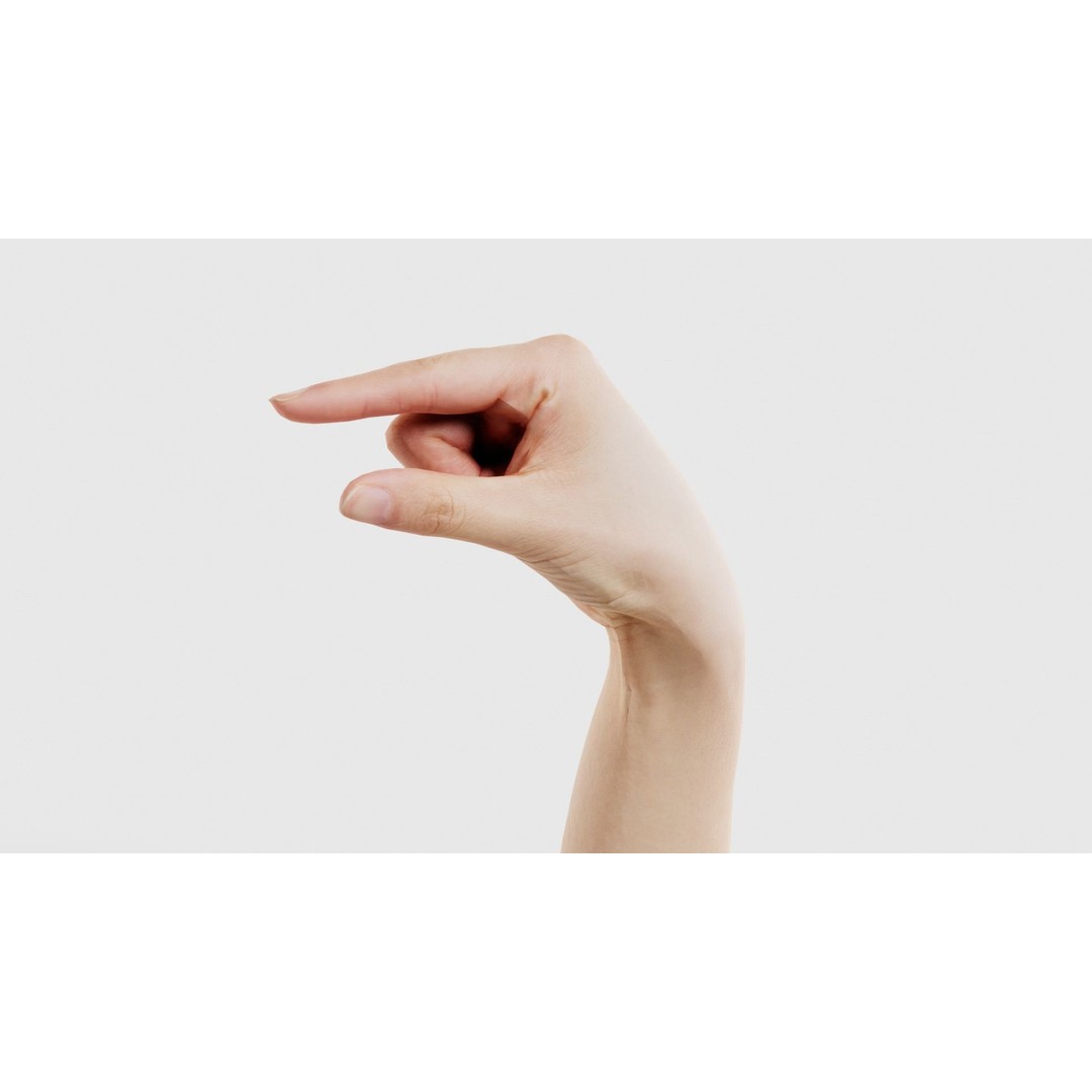 Finger Alphabet Q 3D Model – Low Poly Hand Gesture, FBX, PBR Textures - View 25