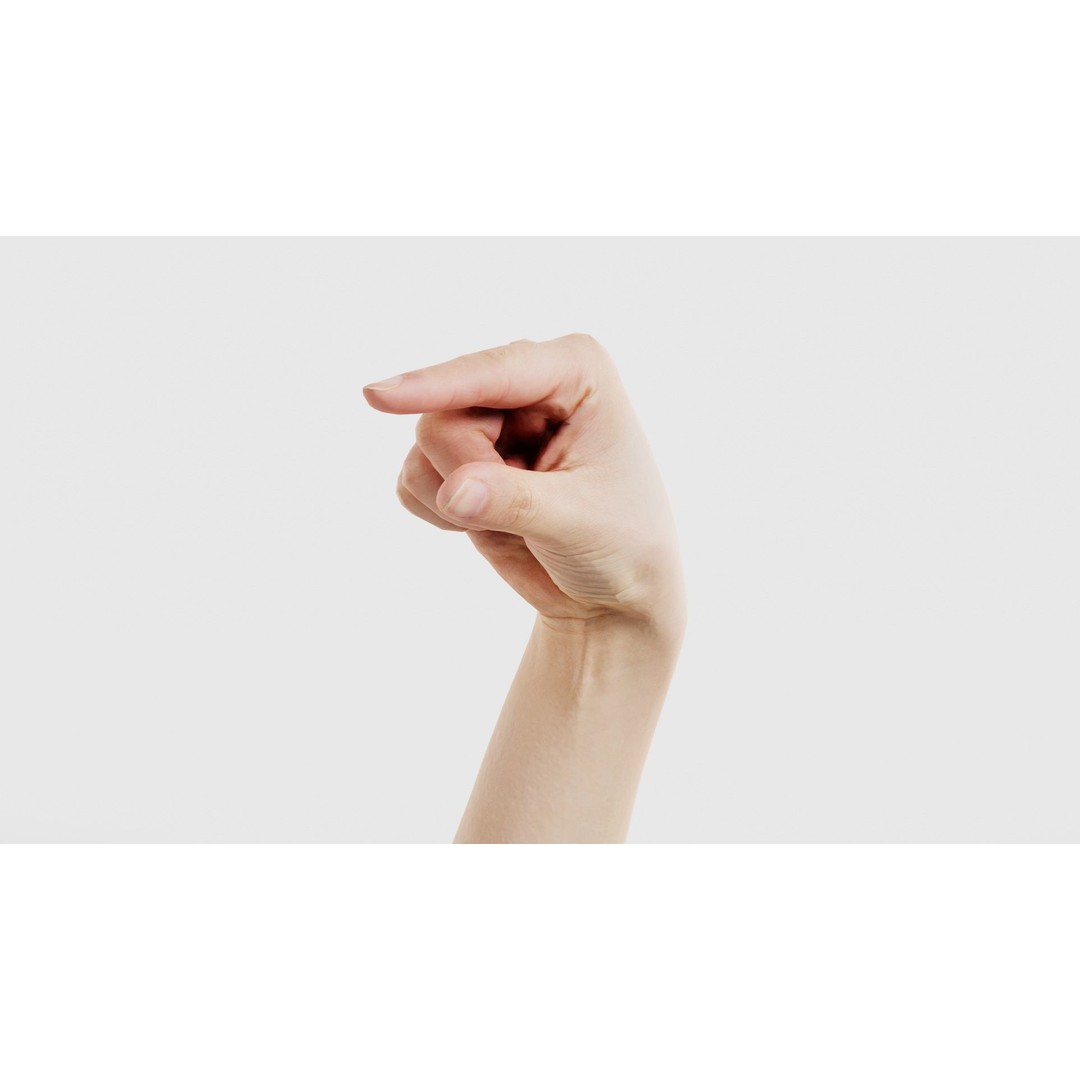 Finger Alphabet Q 3D Model – Low Poly Hand Gesture, FBX, PBR Textures - View 26