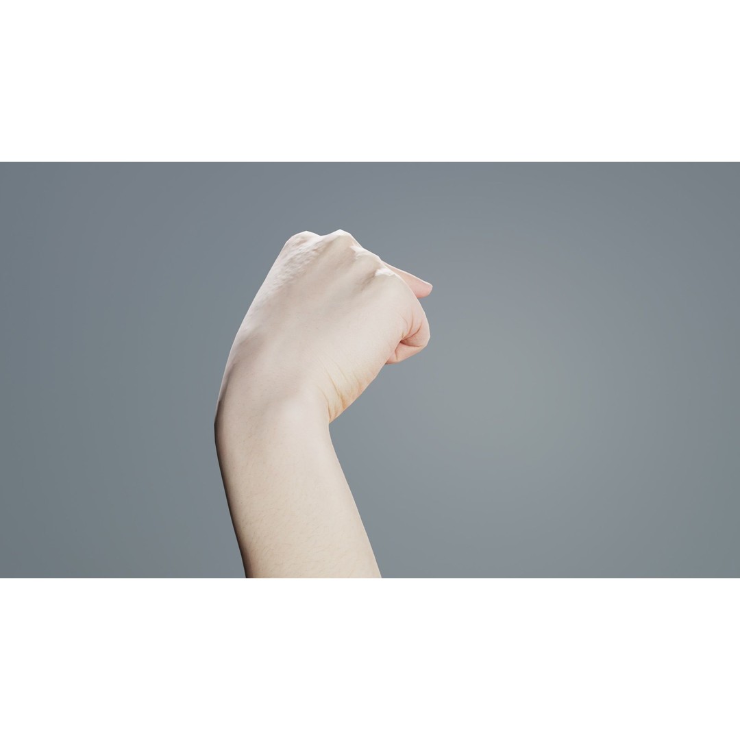 Finger Alphabet Q 3D Model – Low Poly Hand Gesture, FBX, PBR Textures - View 3