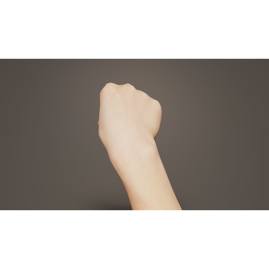 Finger Alphabet Q 3D Model – Low Poly Hand Gesture, FBX, PBR Textures - View 5