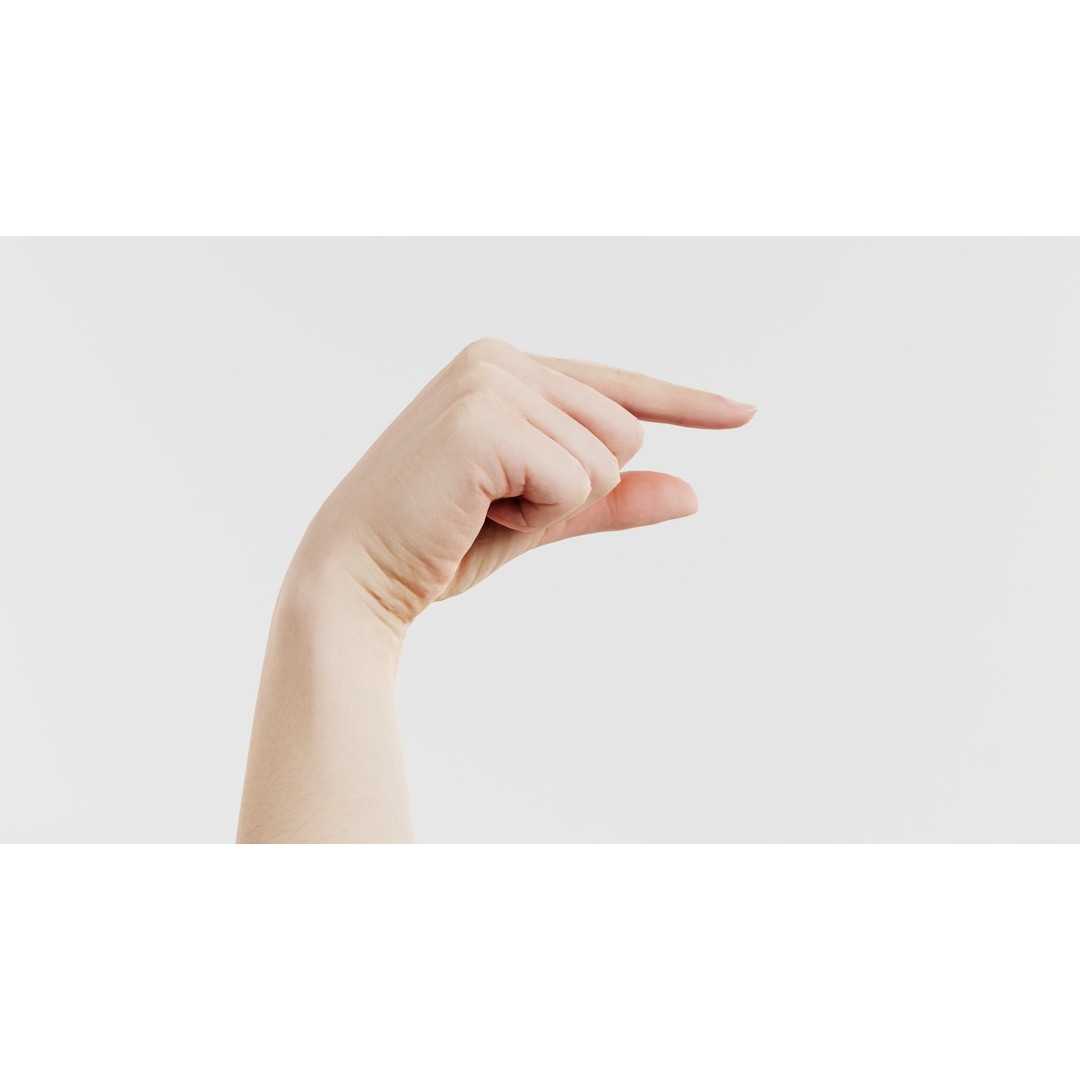 Finger Alphabet Q 3D Model – Low Poly Hand Gesture, FBX, PBR Textures - View 7
