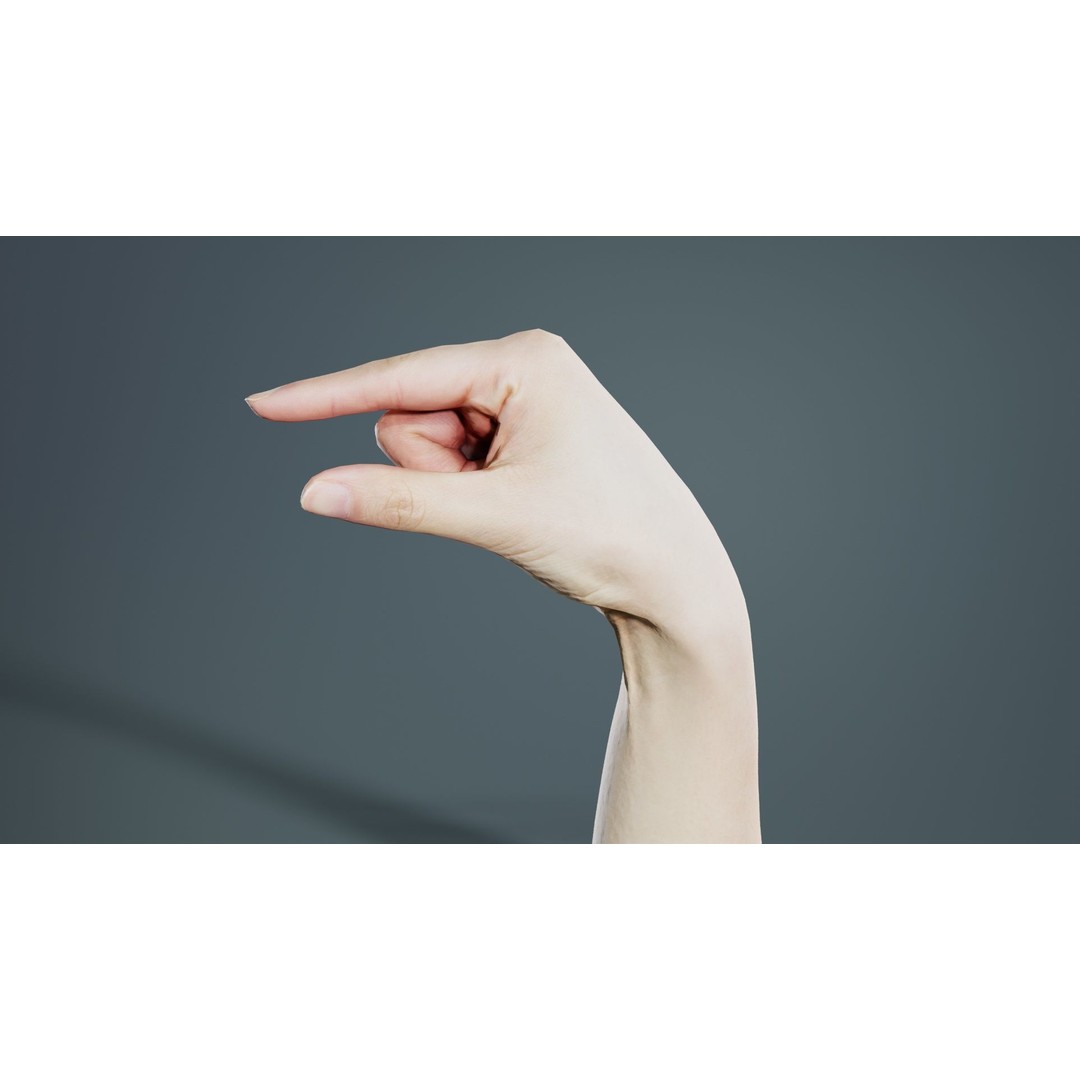 Finger Alphabet Q 3D Model – Low Poly Hand Gesture, FBX, PBR Textures - View 8