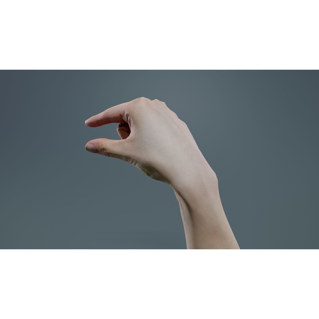 Finger Alphabet Q 3D Model – Low Poly Hand Gesture, FBX, PBR Textures - View 9