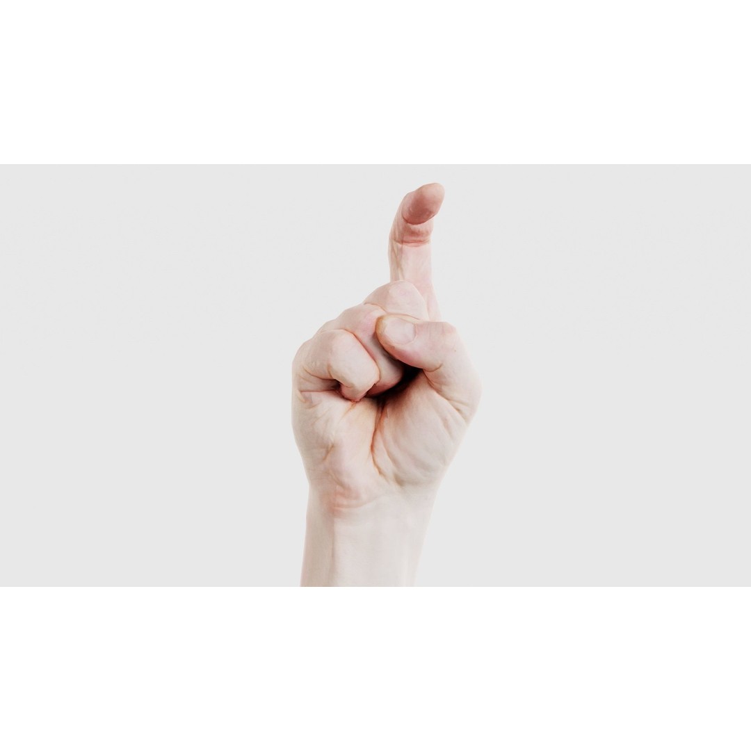 Male Hand Finger Alphabet Z 3D Model – Low Poly Game Asset, FBX