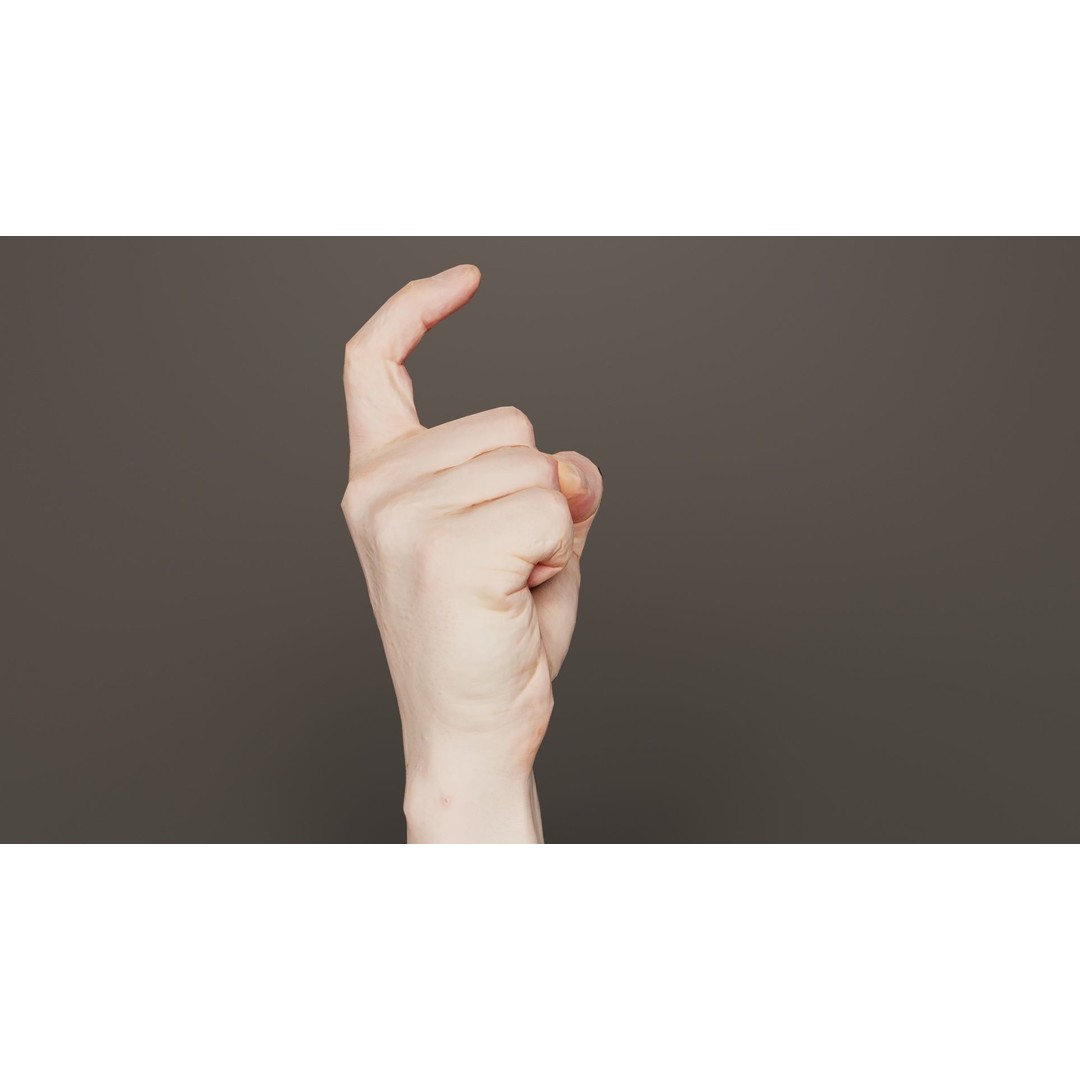 Male Hand Finger Alphabet Z 3D Model – Low Poly Game Asset, FBX - View 10