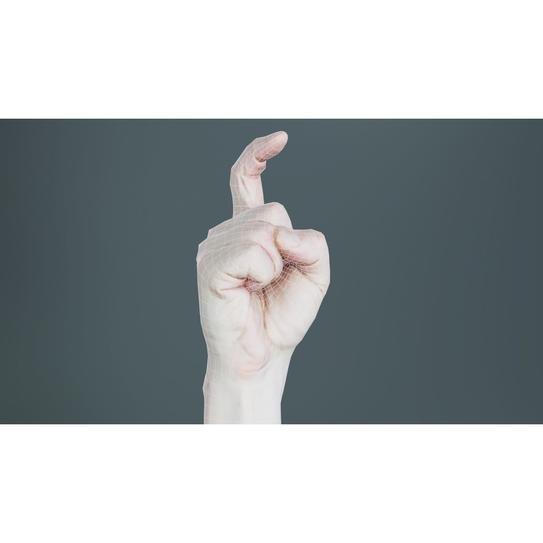Male Hand Finger Alphabet Z 3D Model – Low Poly Game Asset, FBX - View 11