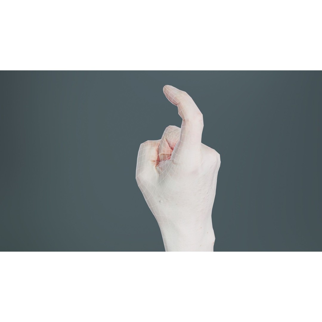 Male Hand Finger Alphabet Z 3D Model – Low Poly Game Asset, FBX - View 12