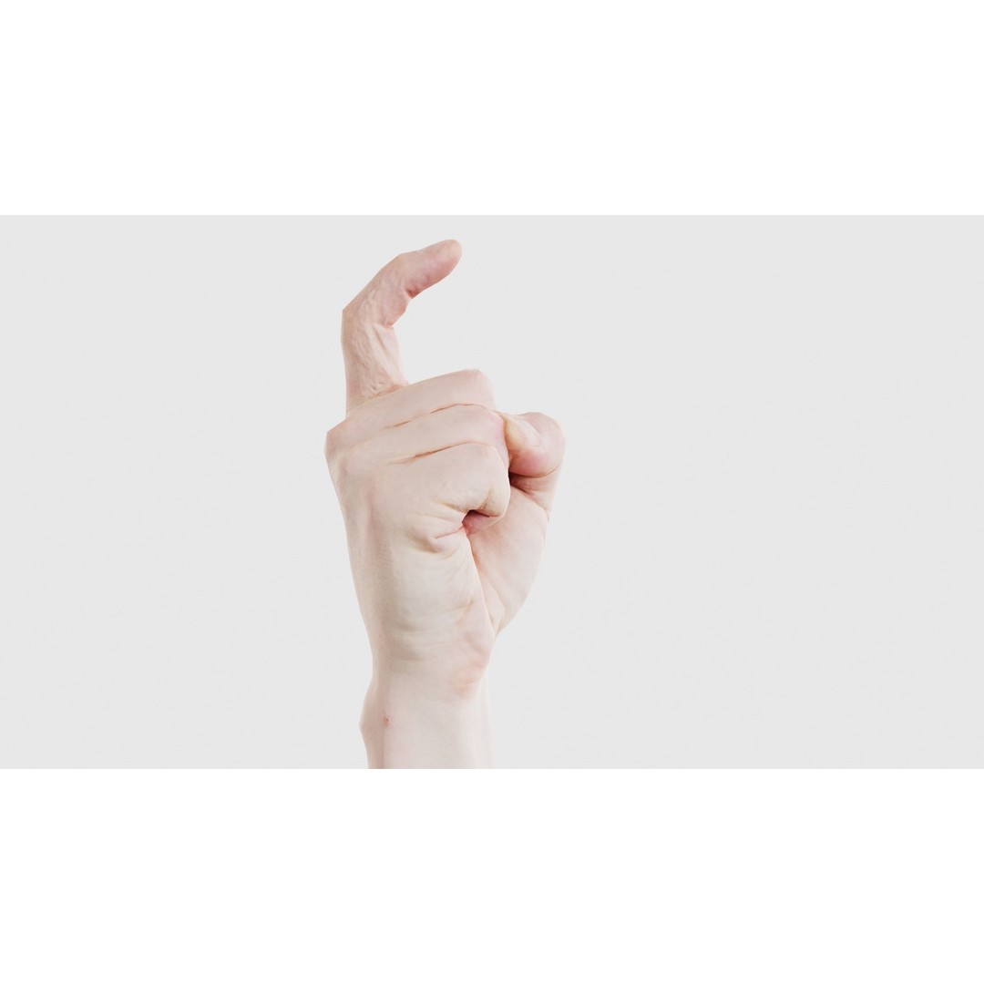 Male Hand Finger Alphabet Z 3D Model – Low Poly Game Asset, FBX - View 18