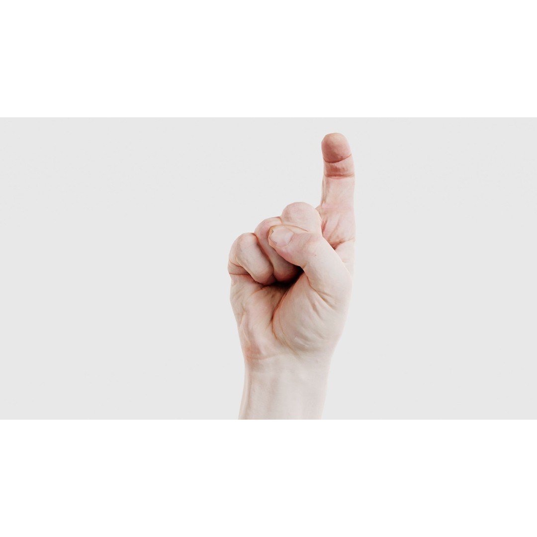 Male Hand Finger Alphabet Z 3D Model – Low Poly Game Asset, FBX - View 27