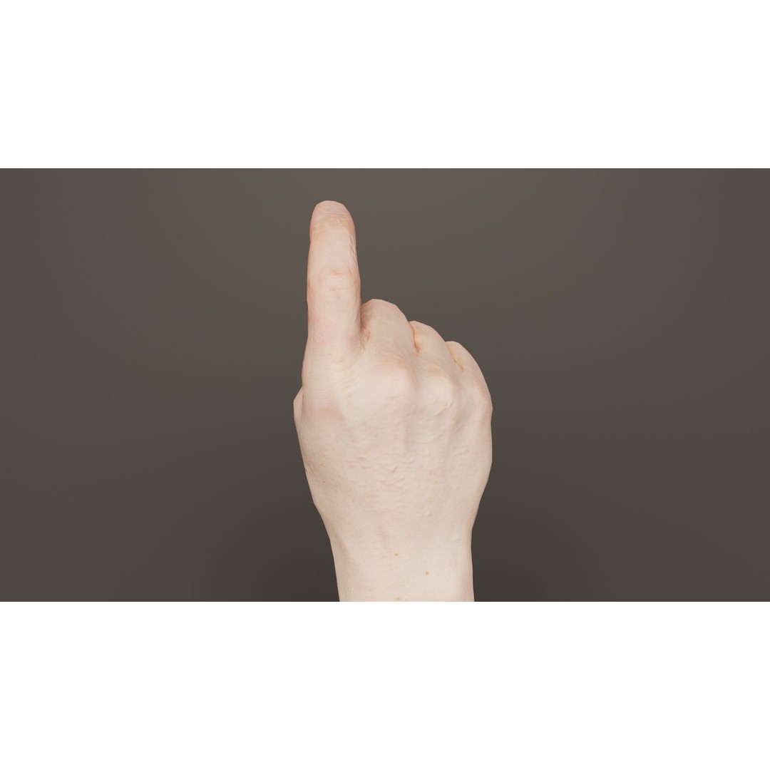 Male Hand Finger Alphabet Z 3D Model – Low Poly Game Asset, FBX - View 3