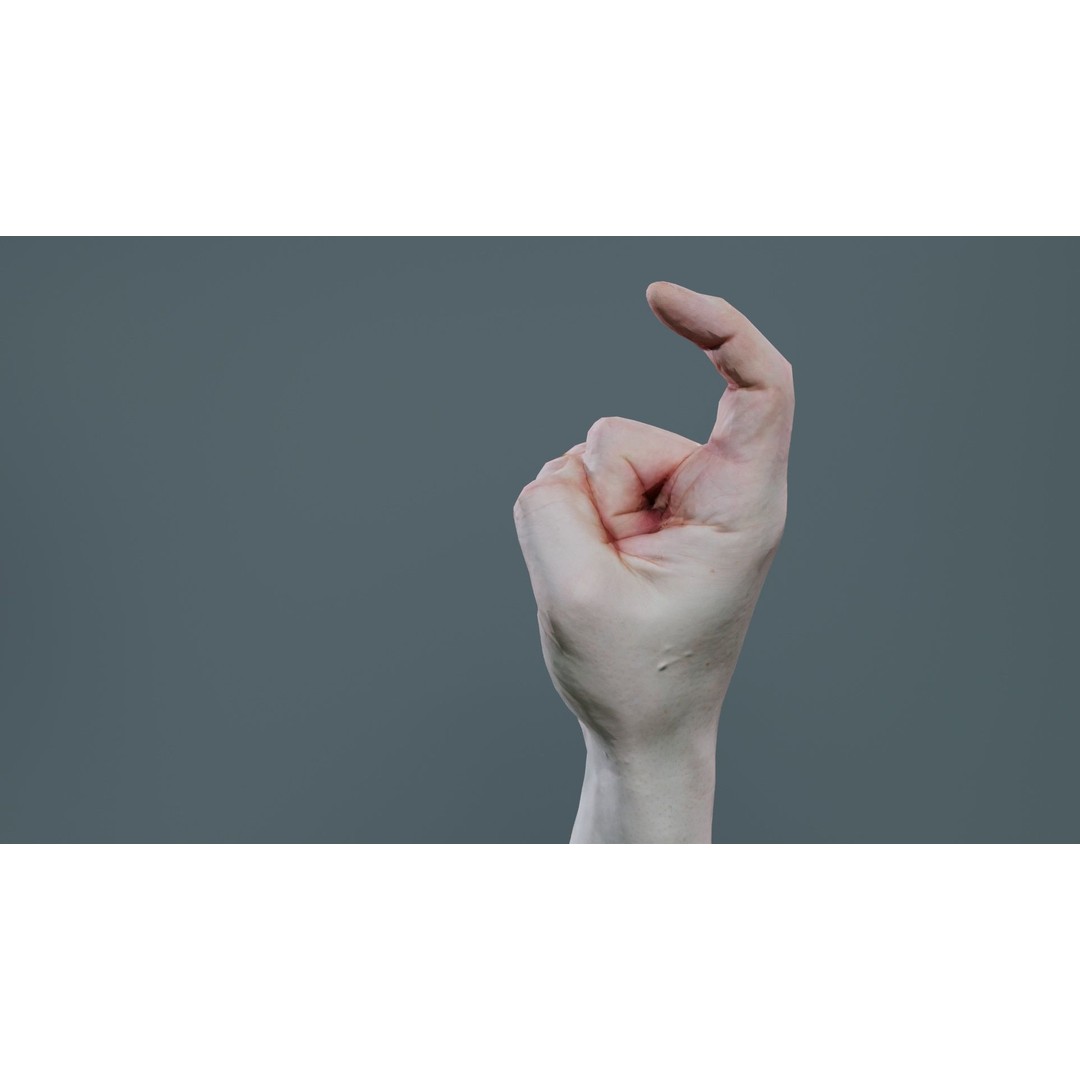 Male Hand Finger Alphabet Z 3D Model – Low Poly Game Asset, FBX - View 4