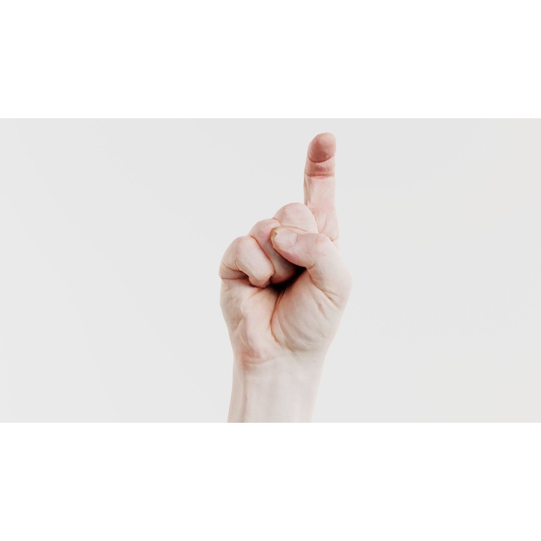 Male Hand Finger Alphabet Z 3D Model – Low Poly Game Asset, FBX - View 5