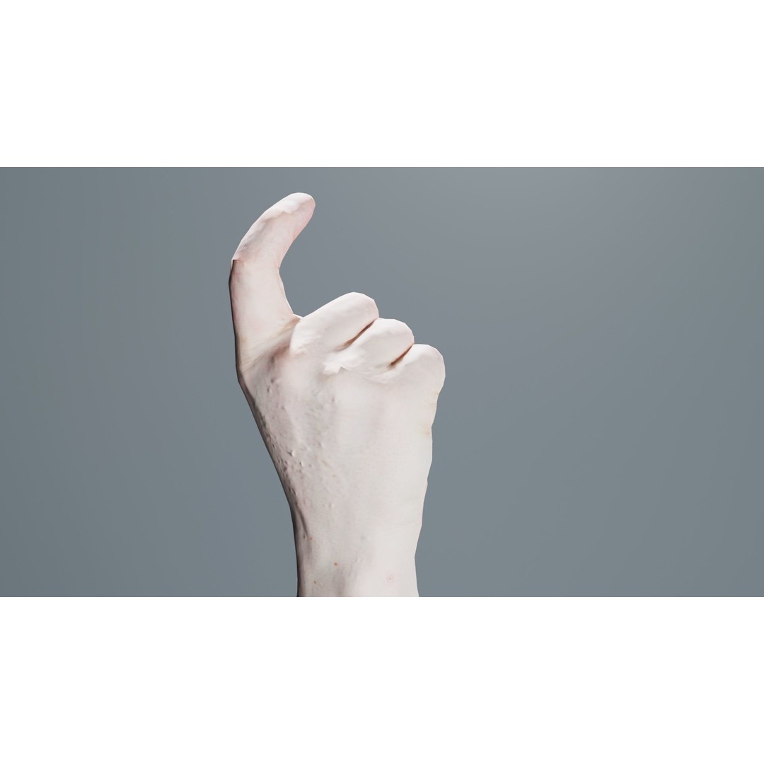 Male Hand Finger Alphabet Z 3D Model – Low Poly Game Asset, FBX - View 6