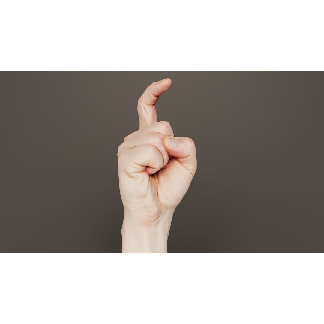 Male Hand Finger Alphabet Z 3D Model – Low Poly Game Asset, FBX - View 7