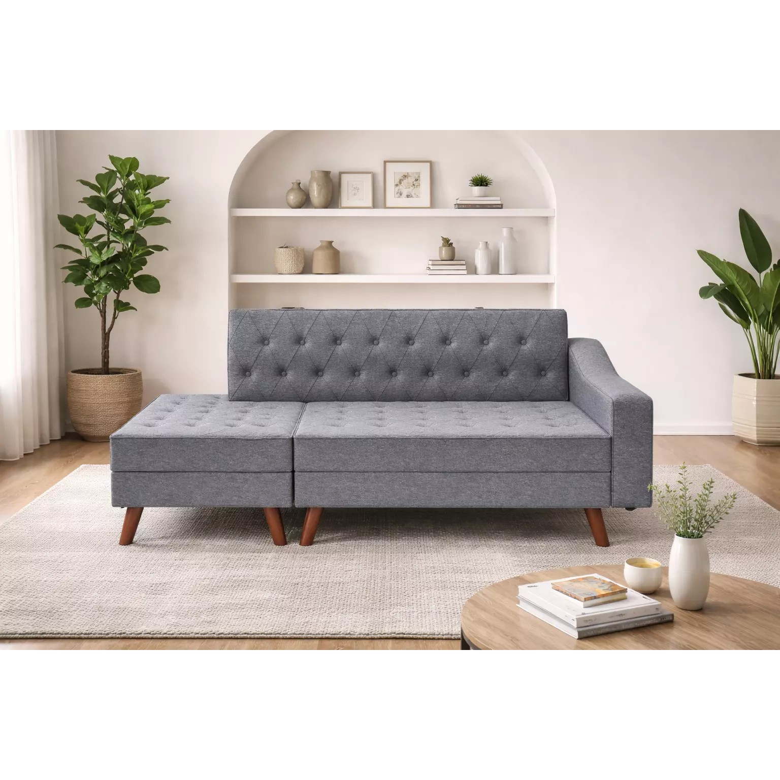 Modern Fabric Sofa With Ottoman - Game-Ready 3D Model - View 3