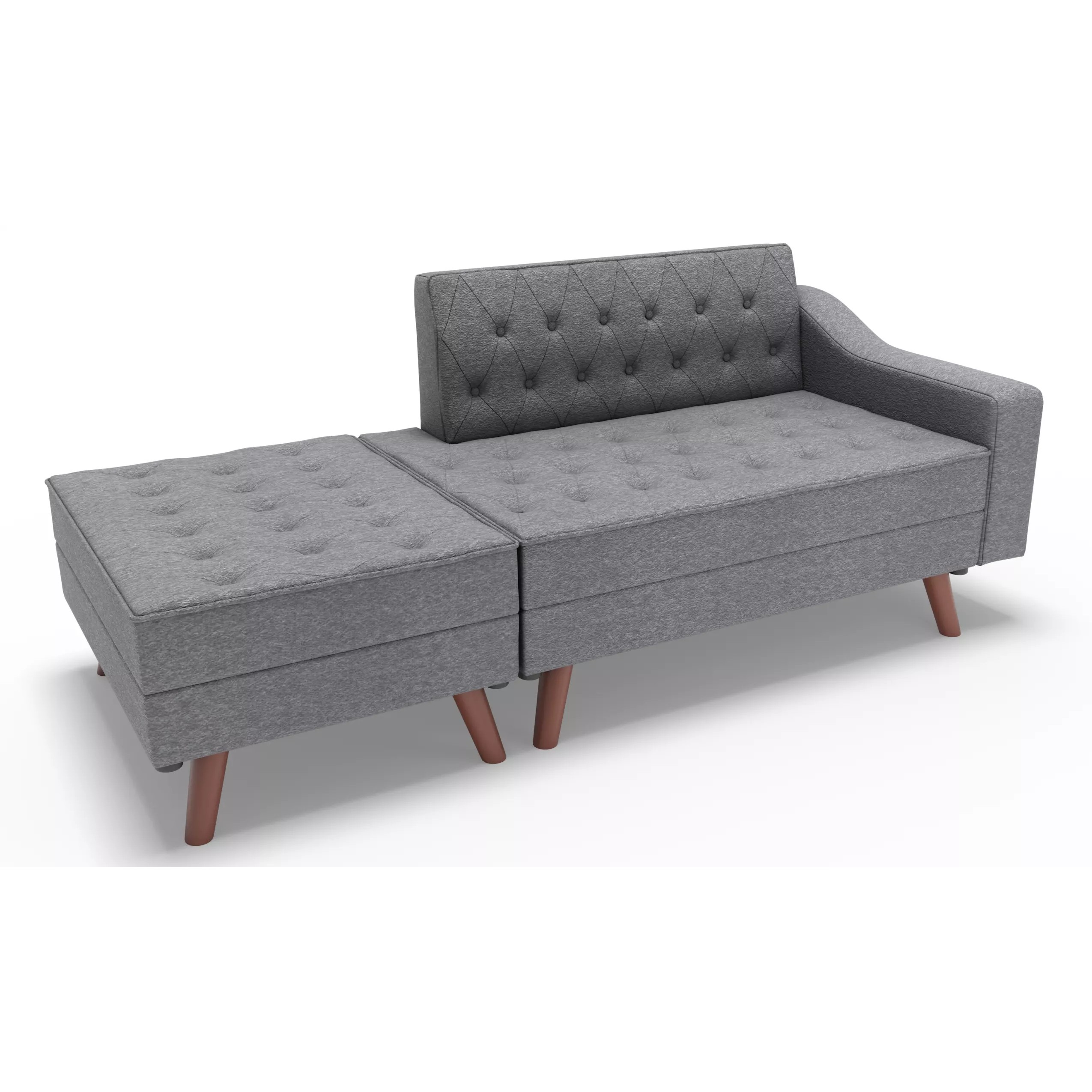 Modern Fabric Sofa With Ottoman - Game-Ready 3D Model - View 4