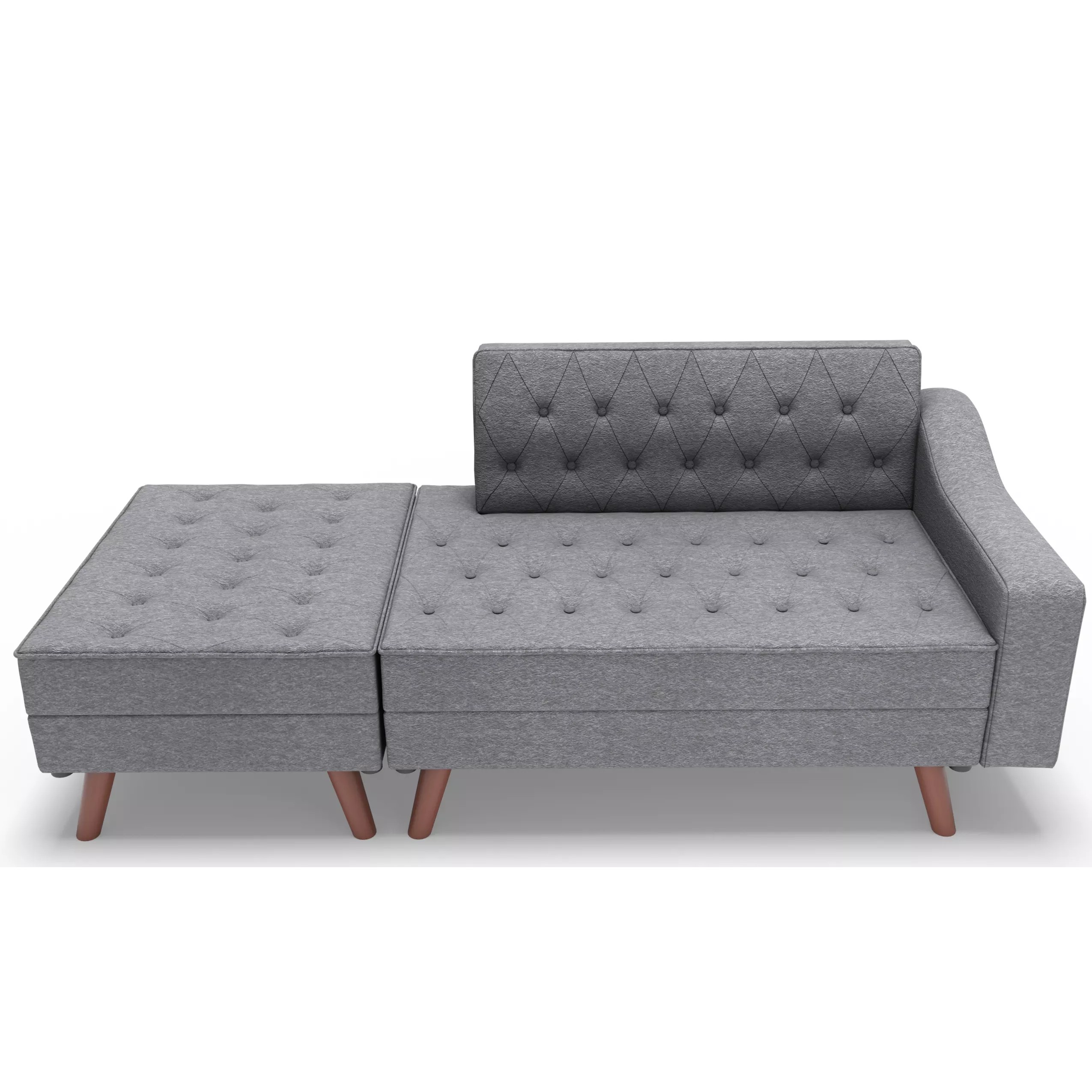 Modern Fabric Sofa With Ottoman - Game-Ready 3D Model - View 8
