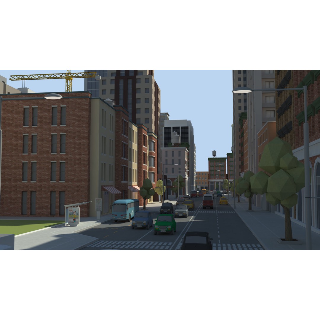 Realistic Lowpoly City 3D Model – Low Poly Game Asset, FBX, V-Ray - View 12