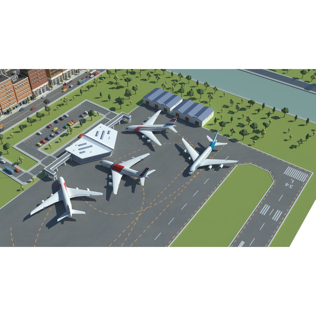 Realistic Lowpoly City 3D Model – Low Poly Game Asset, FBX, V-Ray - View 15