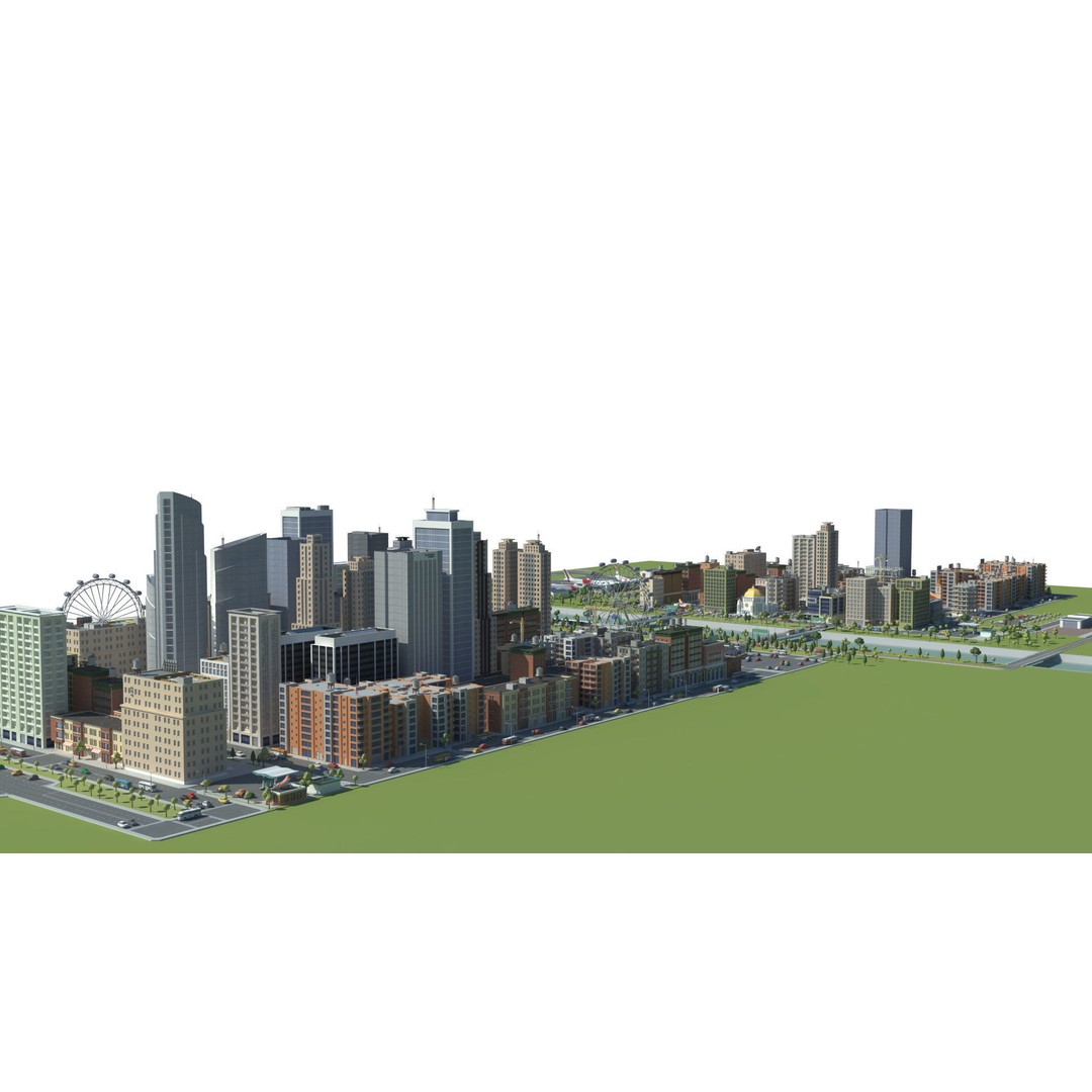 Realistic Lowpoly City 3D Model – Low Poly Game Asset, FBX, V-Ray - View 16
