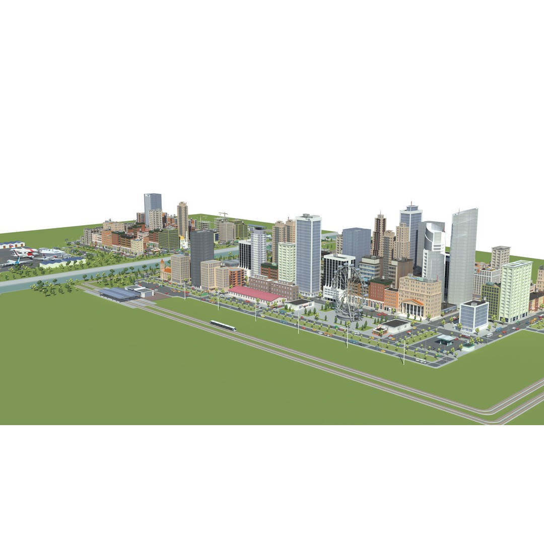 Realistic Lowpoly City 3D Model – Low Poly Game Asset, FBX, V-Ray - View 17