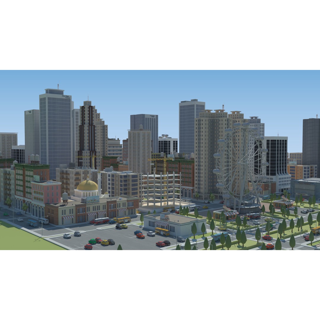 Realistic Lowpoly City 3D Model – Low Poly Game Asset, FBX, V-Ray - View 18