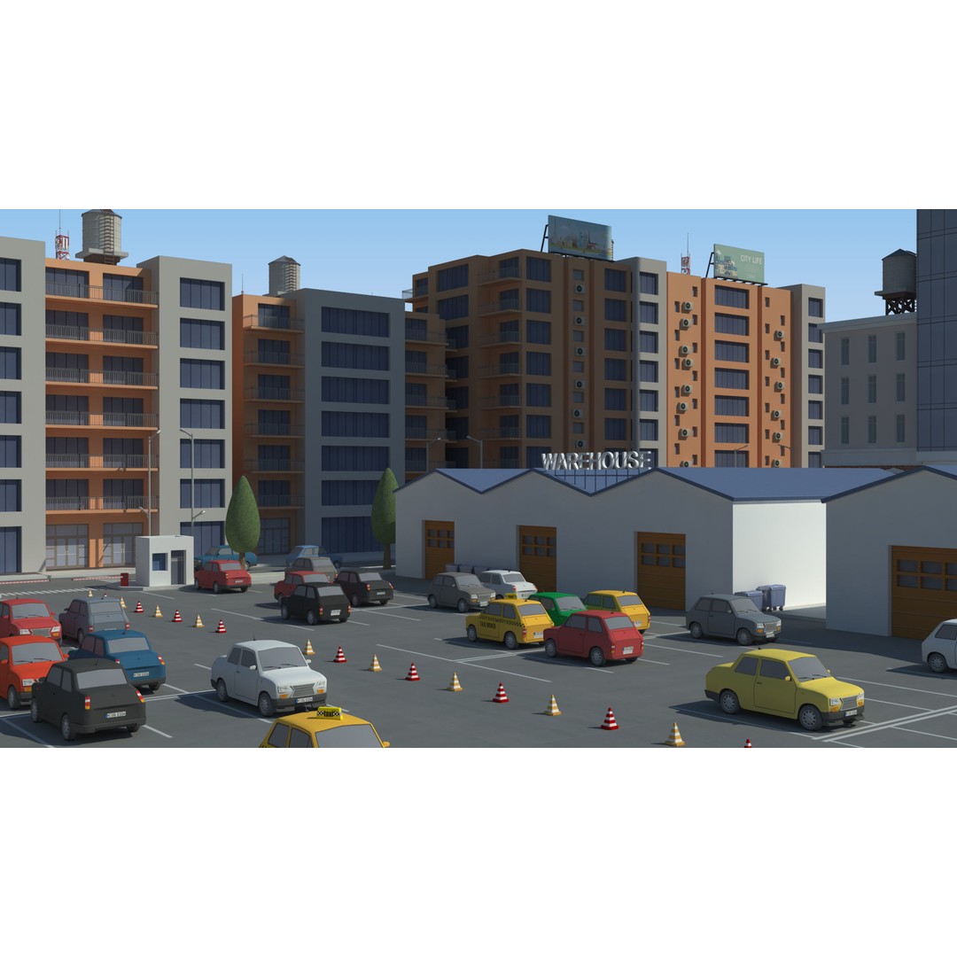 Realistic Lowpoly City 3D Model – Low Poly Game Asset, FBX, V-Ray - View 20